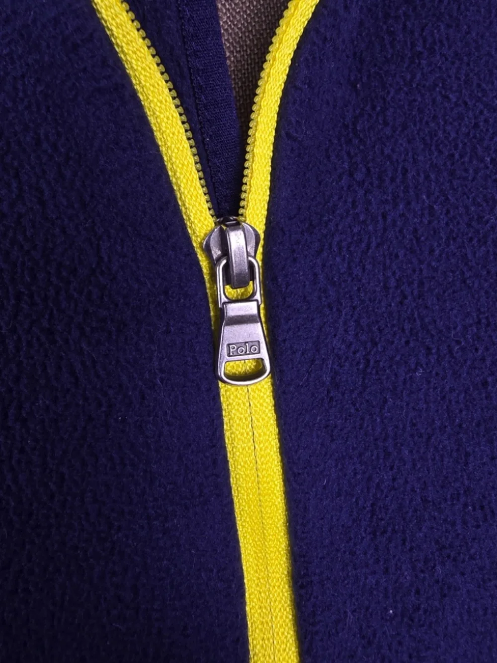 Ralph Lauren Performance Fleece Quarter Zip Pullover Blue Yellow Mens XL